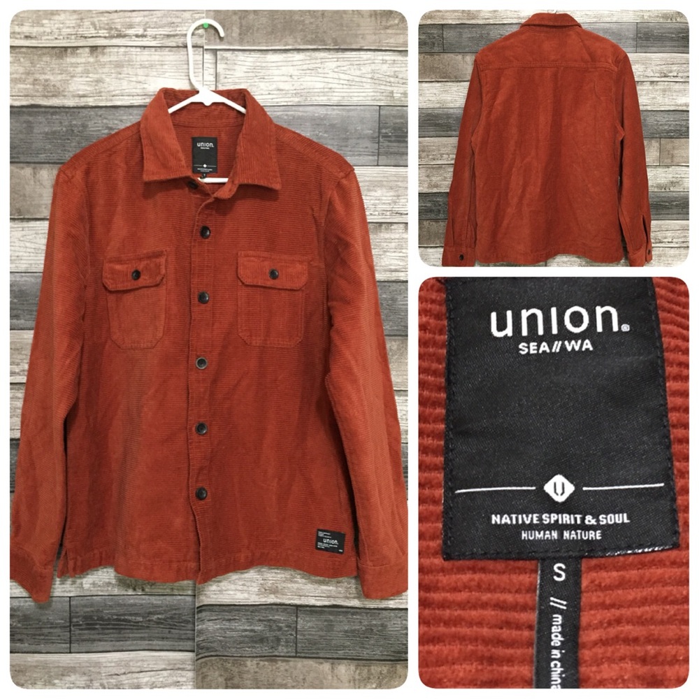 Union Sea/Wa Corduroy Shirt Jacket Shacket Men’s S Burnt Orange Button Up